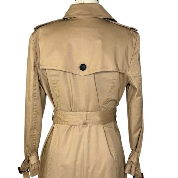 Ann Taylor Tan Twill Double Breasted Belted Trench Coat | MP - Picture 7 of 11